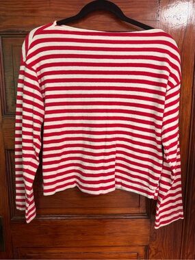 Universal Thread Red & White Striped Boat Neck Long Sleeve Tee Women’s XS